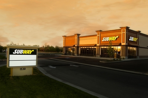 Evening view of Subway Shop